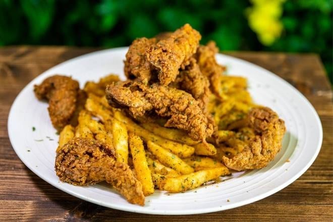 Crispy Mushrooms & Fries.