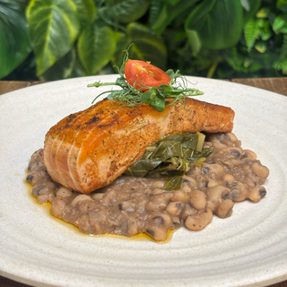 Salmon Special w/ Black Eyed Peas & Collard Greens